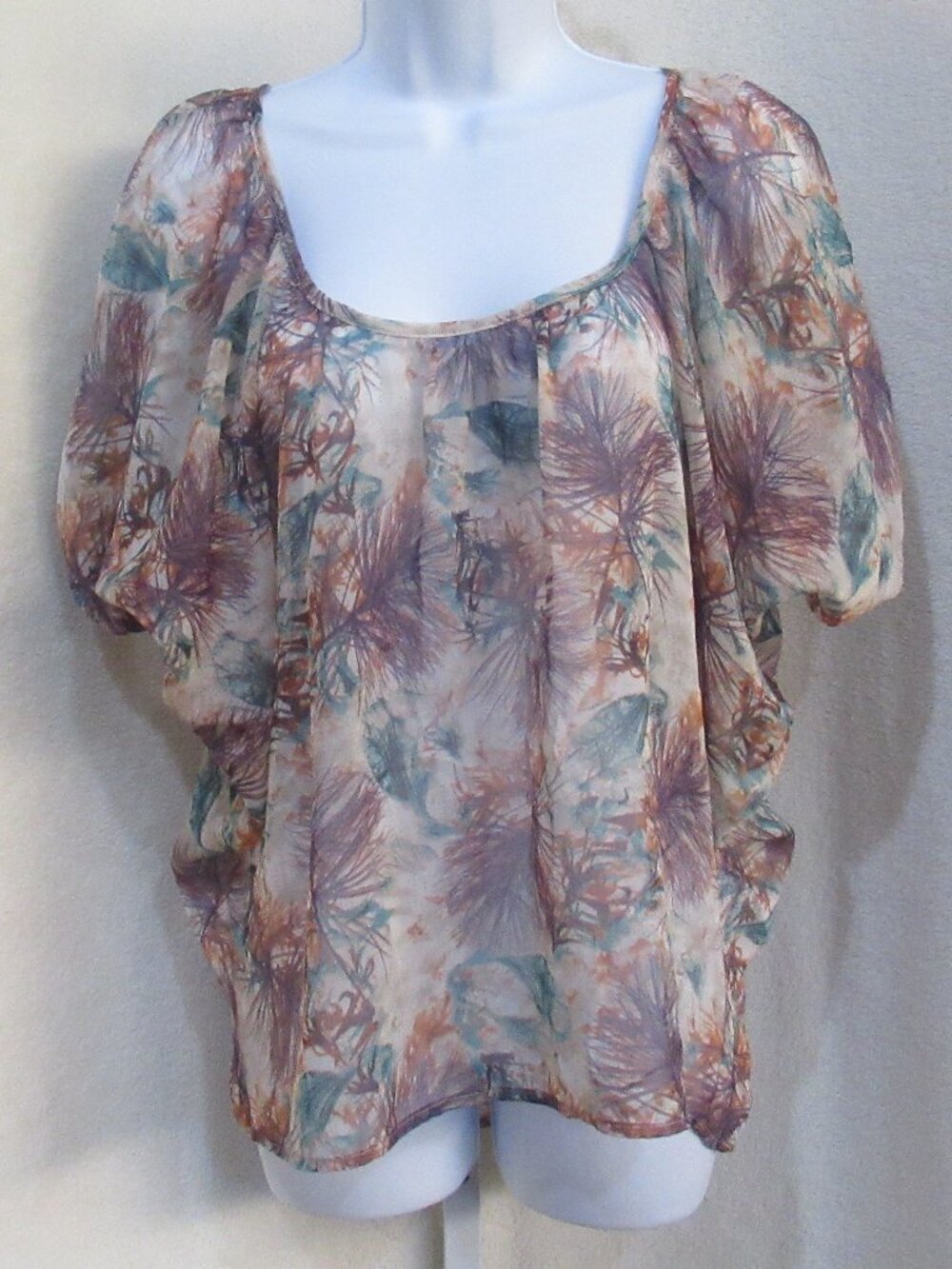 Wet Seal Sheer Y2K Botanical Blouse | Size Small